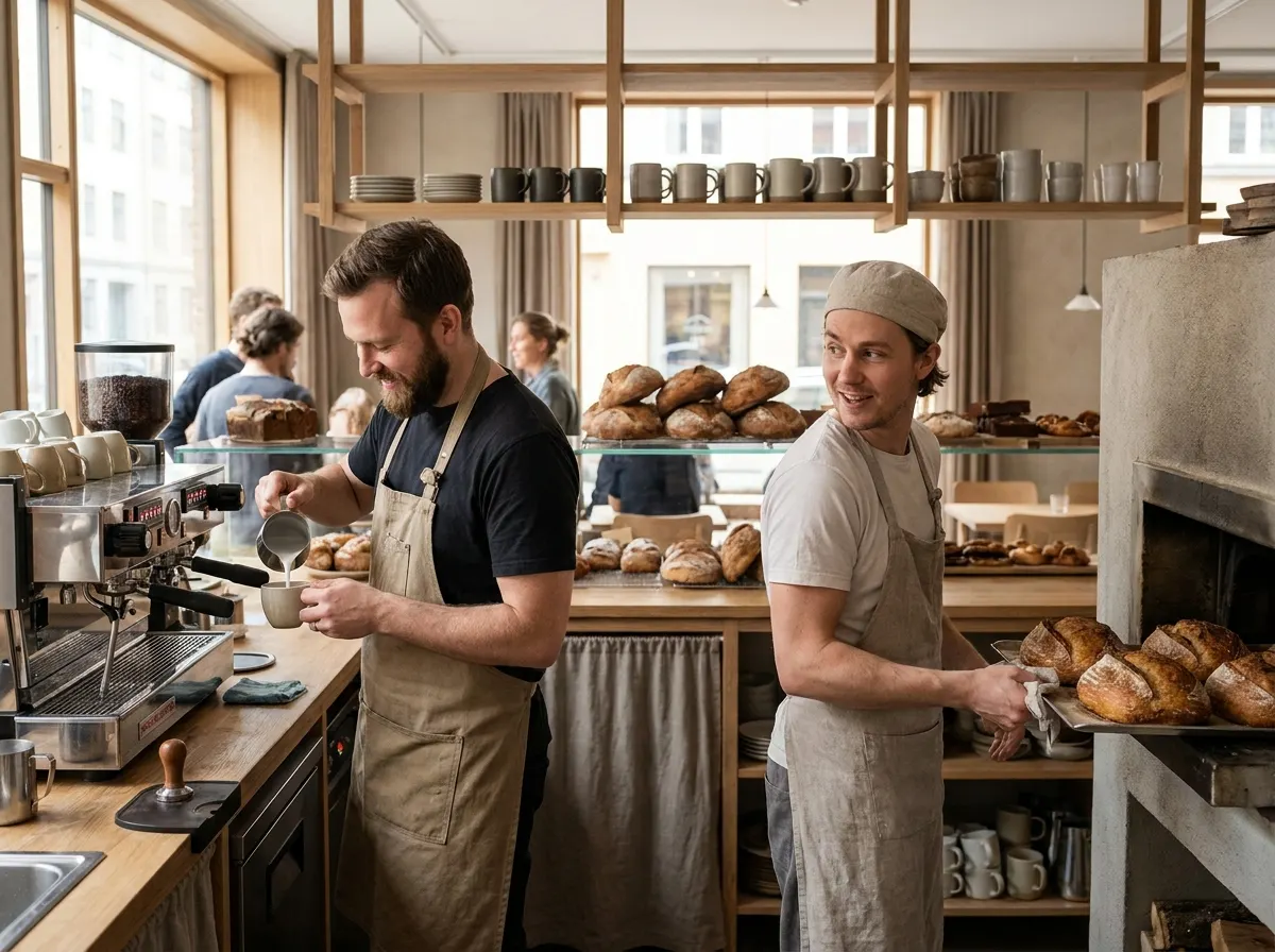 Regnskapsfører for kafé og bakeri, illustrasjonsbilde fra faget