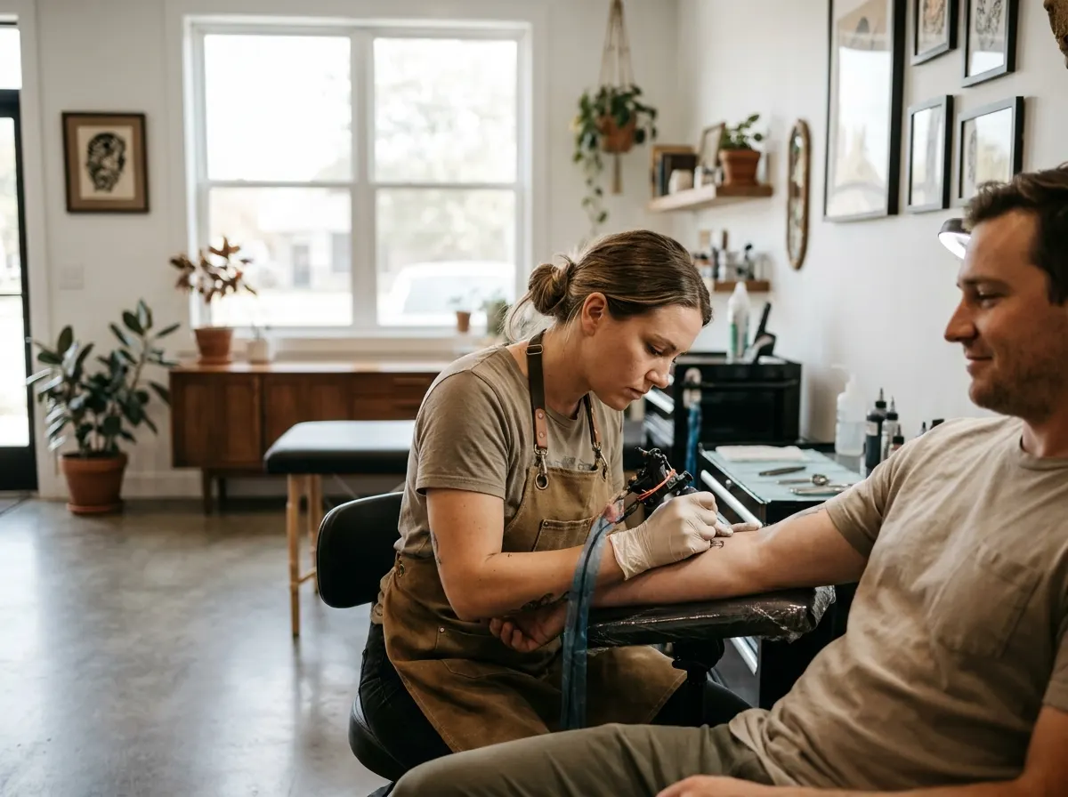 Regnskapsfører for tatovør og piercing, illustrasjonsbilde fra faget