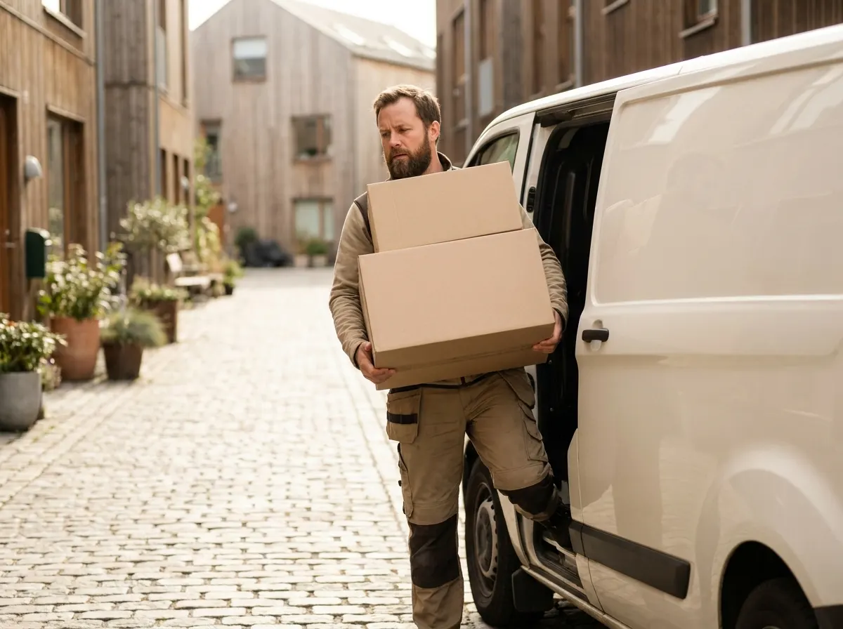 Regnskapsfører for budbil og varelevering, illustrasjonsbilde fra faget