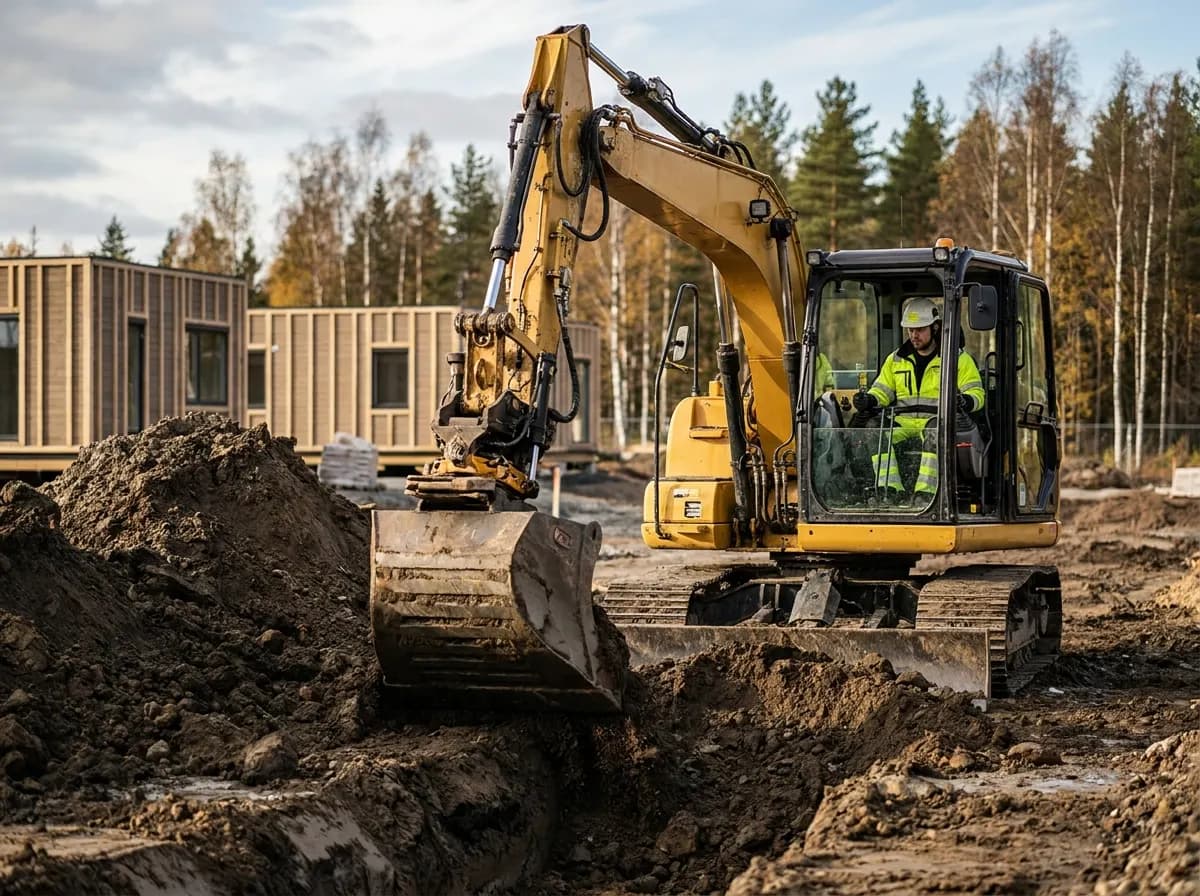Regnskapsfører for maskinentreprenør og graving, illustrasjonsbilde fra faget